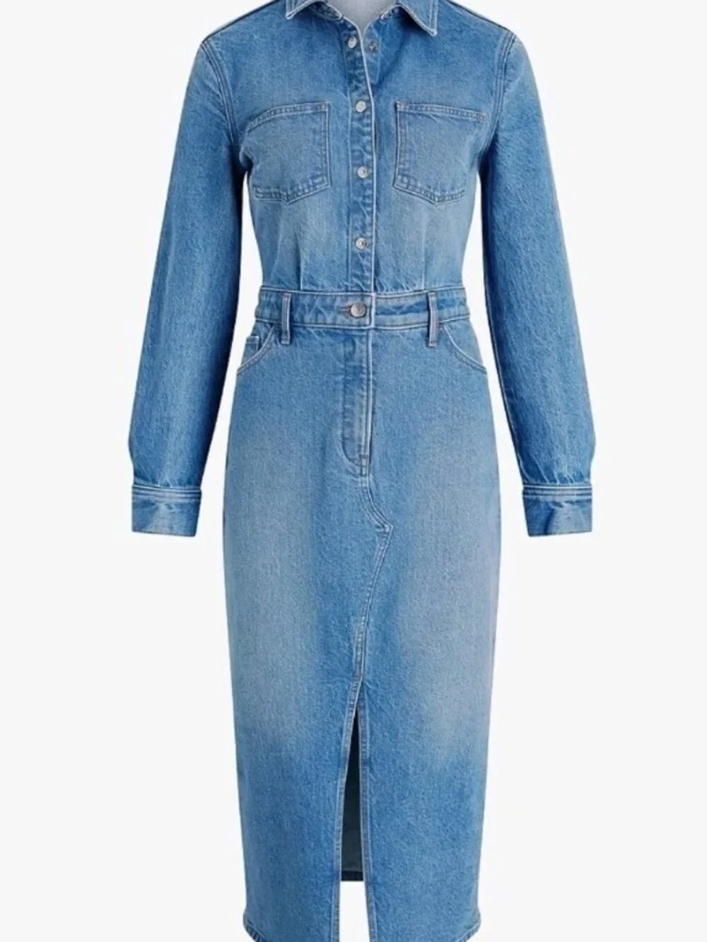 Express NWT Denim Button Long Sleeve Dress - Picture 3 of 13